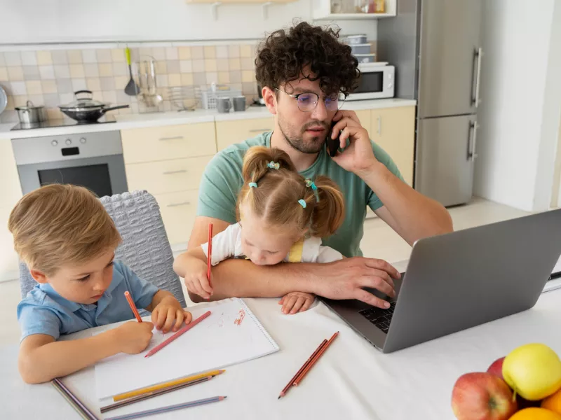 Online class help for working parents managing studies while caring for kids at home