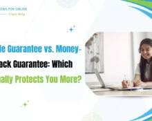 Student comparing grade guarantee vs money-back guarantee for online class help services